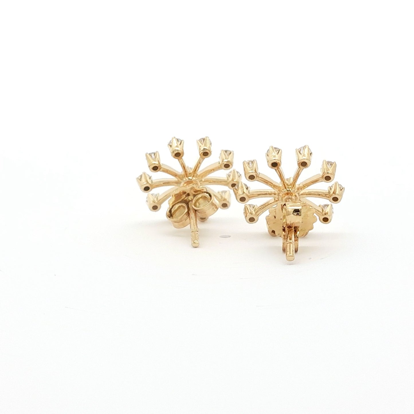 18kt Yellow Gold Medium Snowflake Earrings