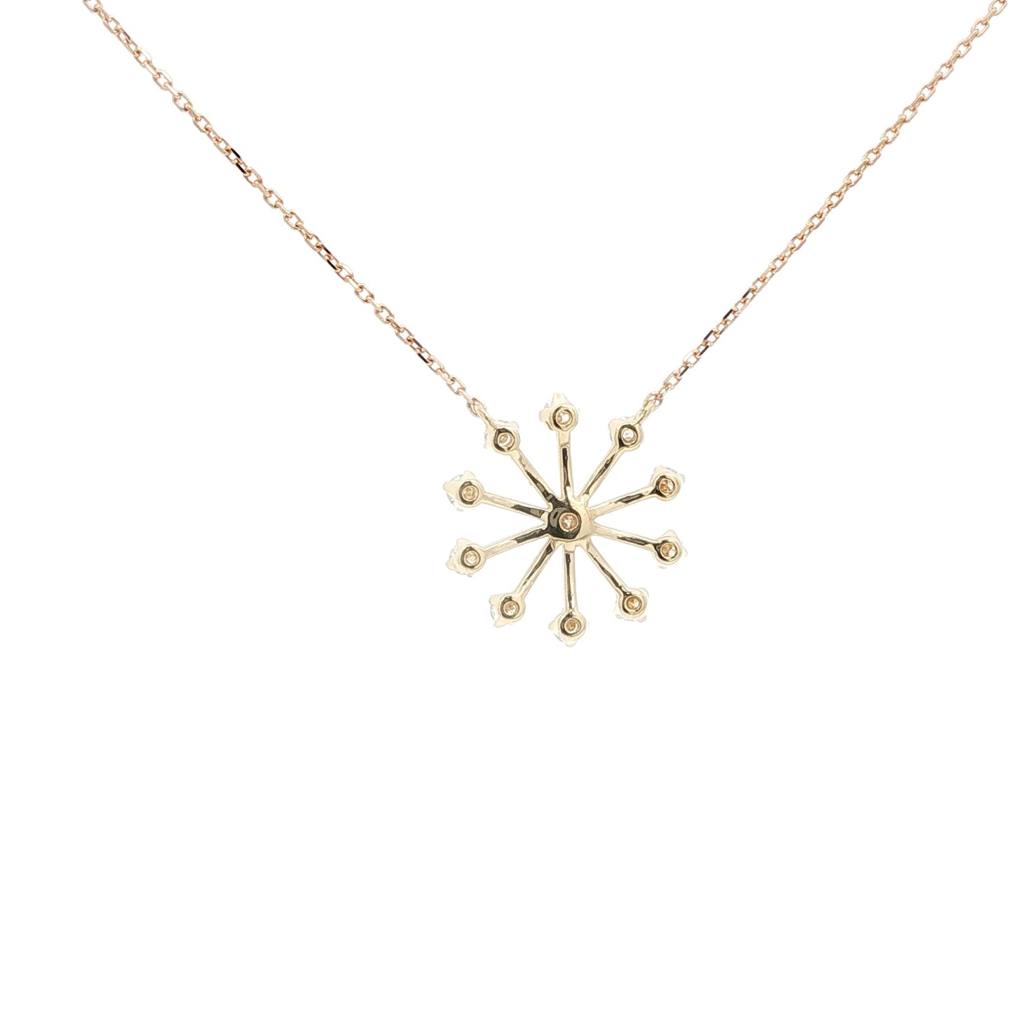 18kt YG Snowflake Pendant .46ctw Rd N