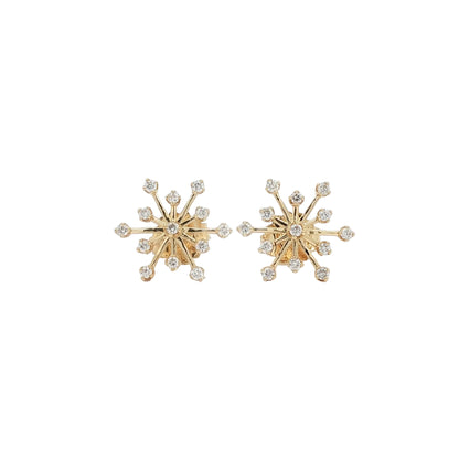 18kt Yellow Gold Mini Snowflake Graduated Earrings