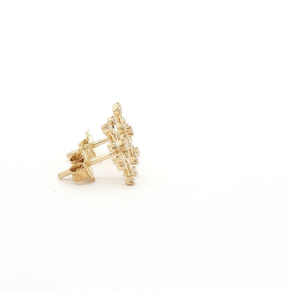 18kt Yellow Gold Mini Snowflake Graduated Earrings