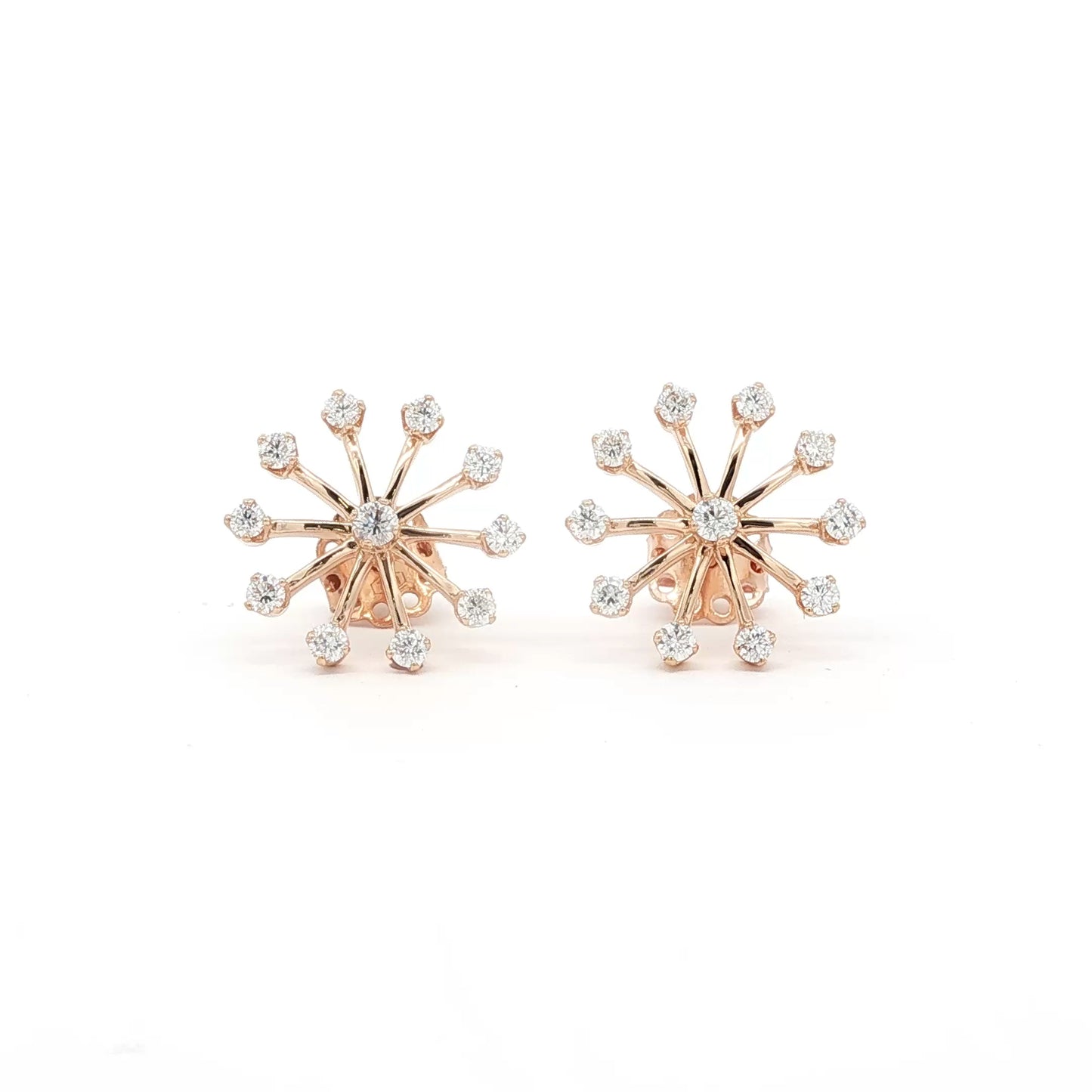 18kt Pink Gold Snowflake Earrings