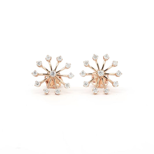 18kt Pink Gold Snowflake Earrings