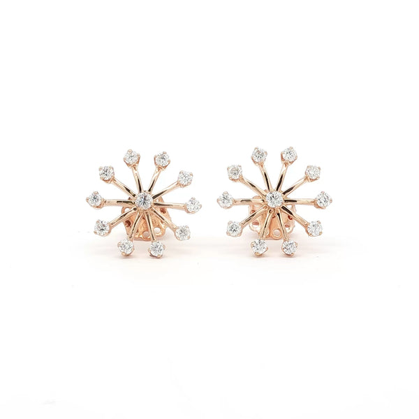 18kt Pink Gold Snowflake Earrings