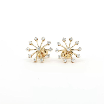 18kt Yellow Gold Medium Snowflake Earrings