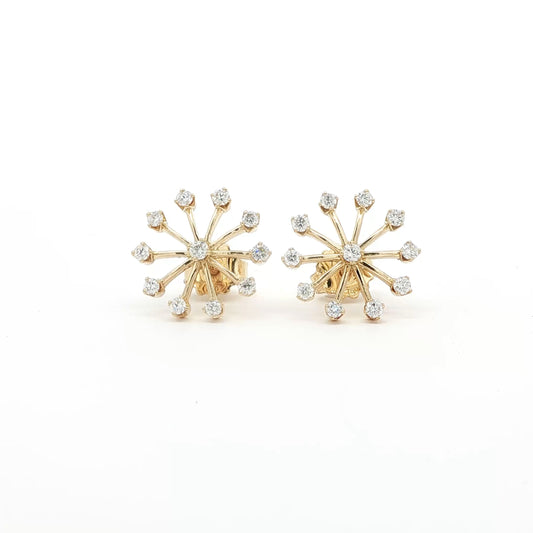 18kt Yellow Gold Medium Snowflake Earrings