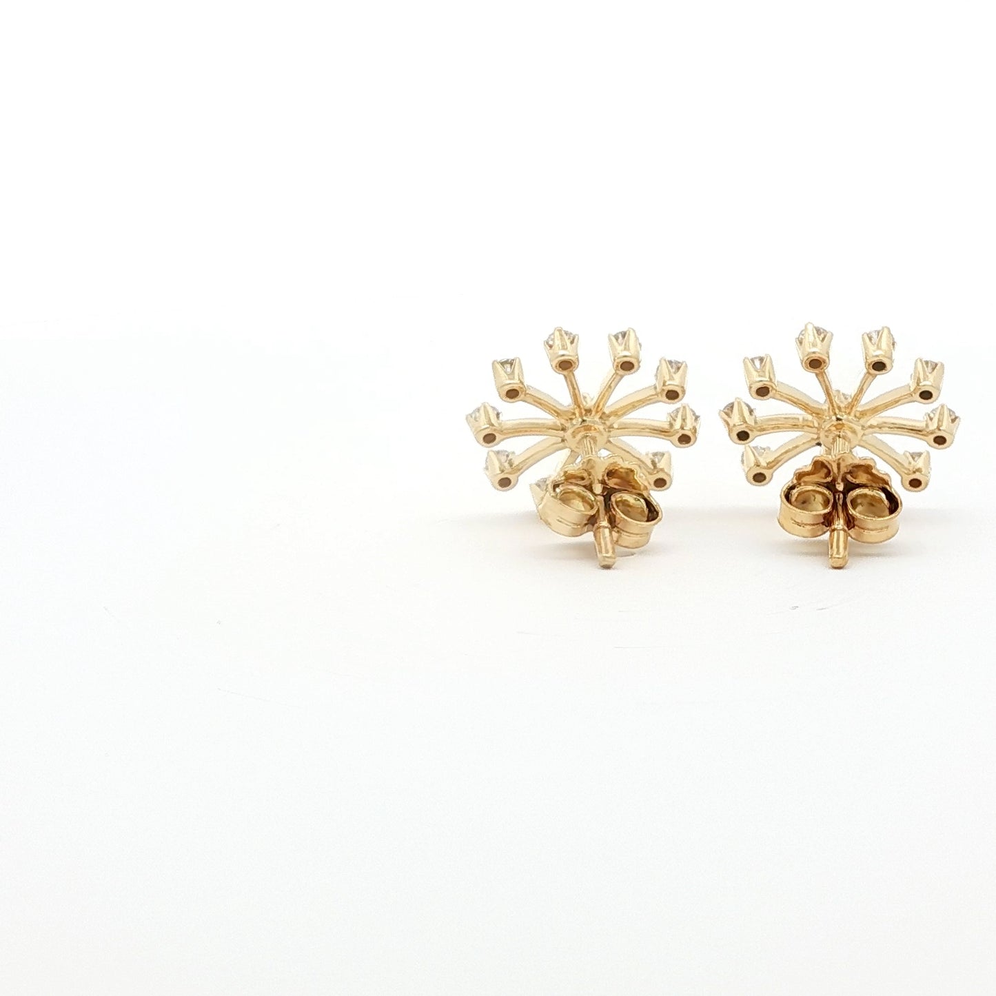18kt Yellow Gold Medium Snowflake Earrings