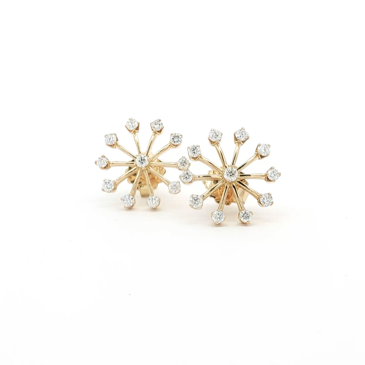 18kt Yellow Gold Medium Snowflake Earrings