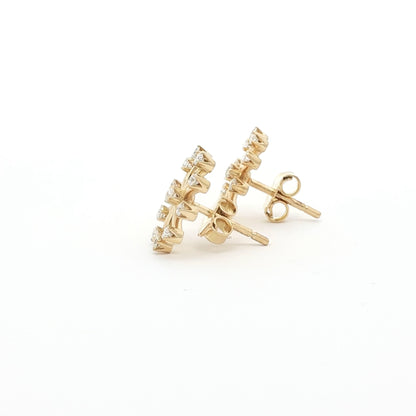 18kt Yellow Gold Medium Snowflake Earrings