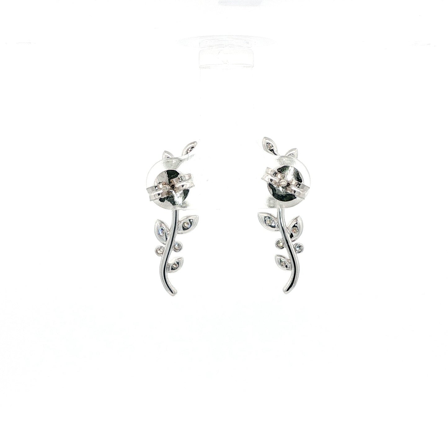18kt White Gold Olive Branch Drop Earrings