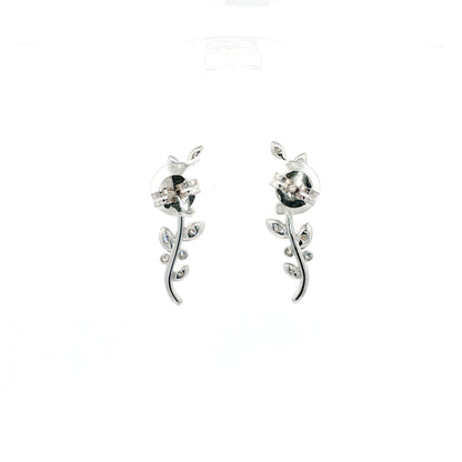 18kt White Gold Olive Branch Drop Earrings