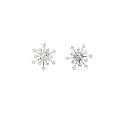18kt White Gold Snowflake Earrings