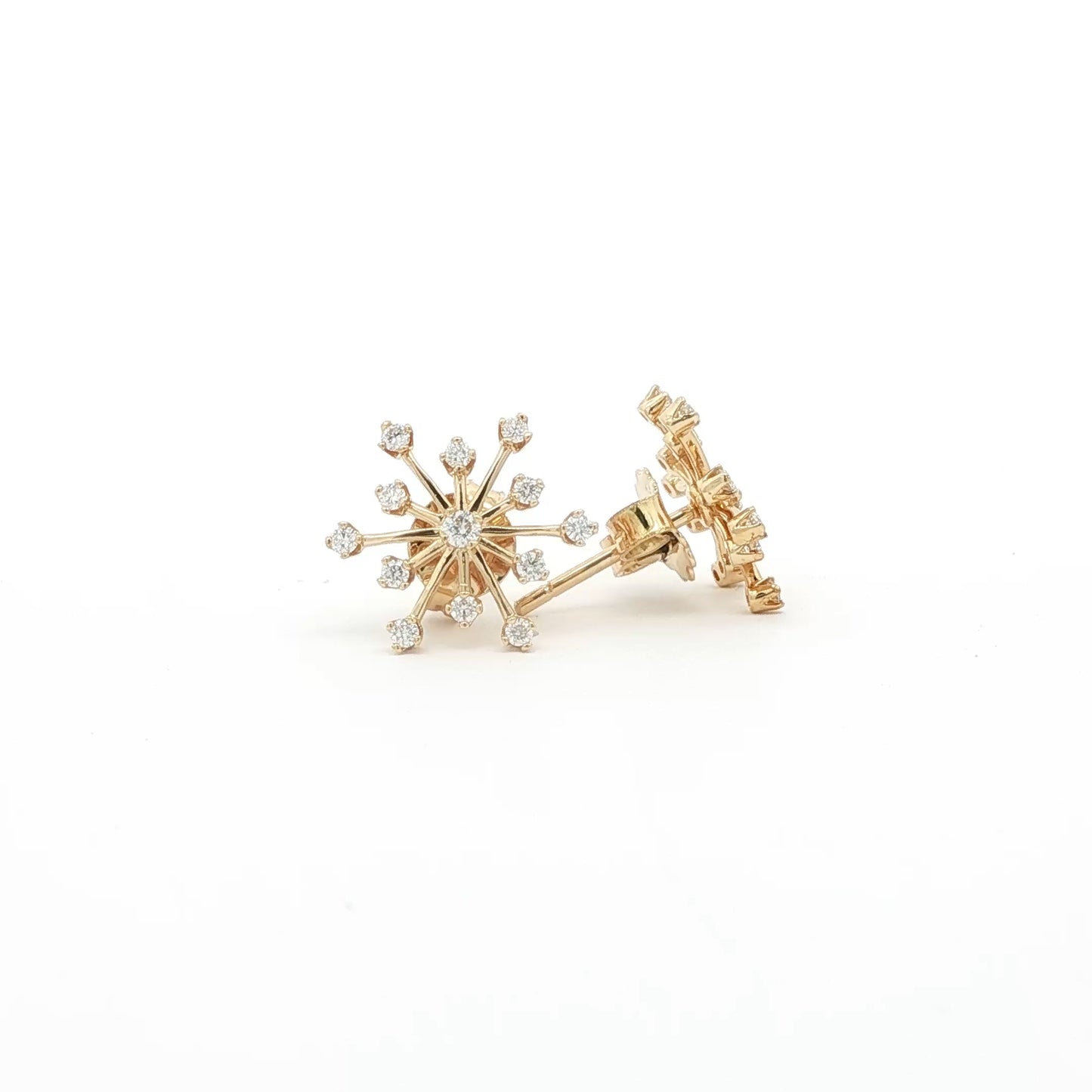 18kt Yellow Gold Snowflake Earrings