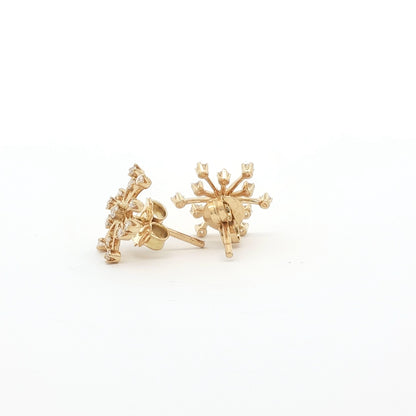 18kt Yellow Gold Snowflake Earrings