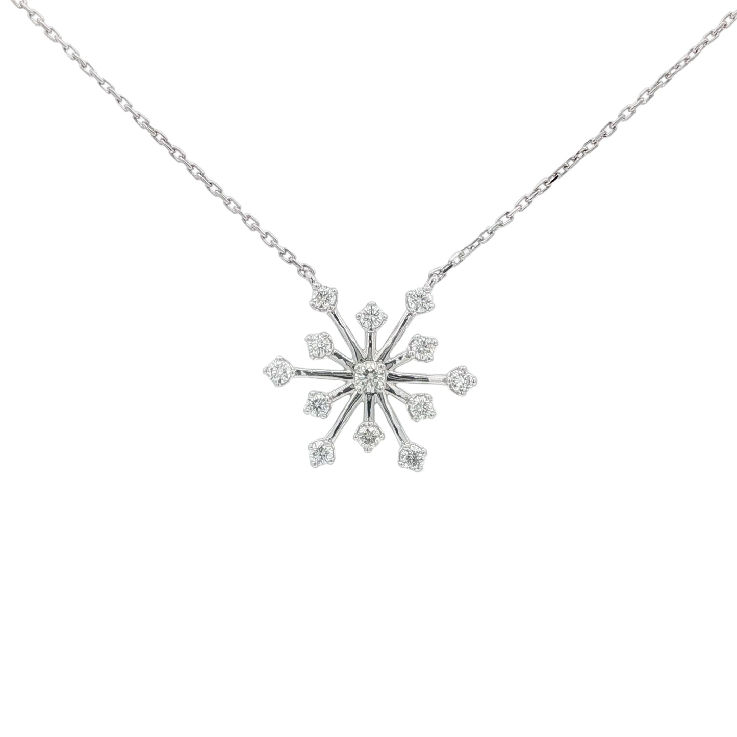 18kt White Gold Medium Diamond Snowflake Pendant
