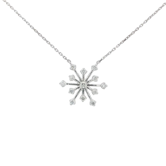 18kt White Gold Medium Diamond Snowflake Pendant