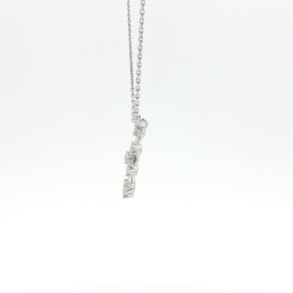 Silver necklace with a unique pendant on a white background