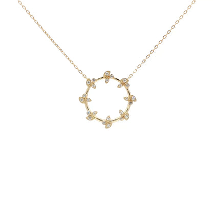 18kt Yellow Gold Olive Leaf Circle Pendant