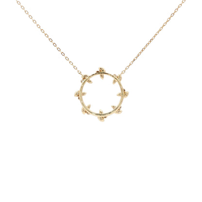 18kt Yellow Gold Olive Leaf Circle Pendant