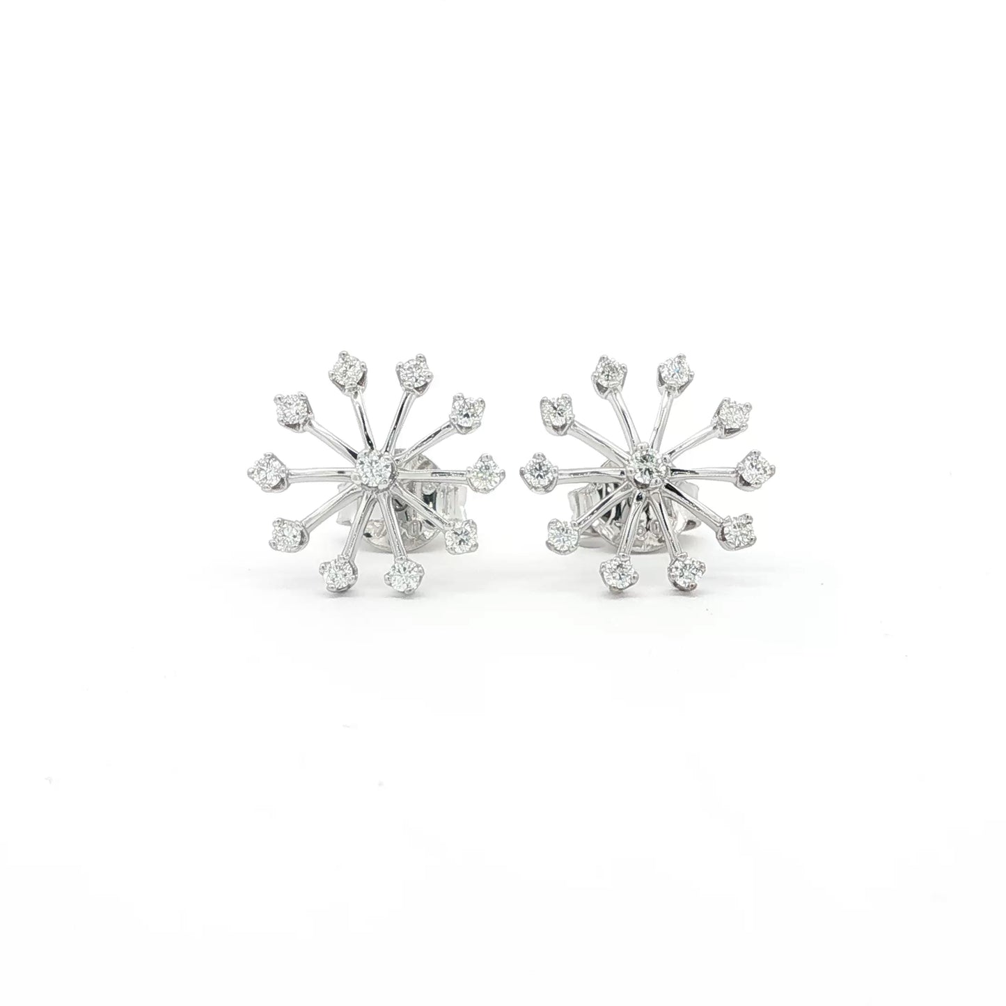 18kt White Gold Mini Snowflake Earrings
