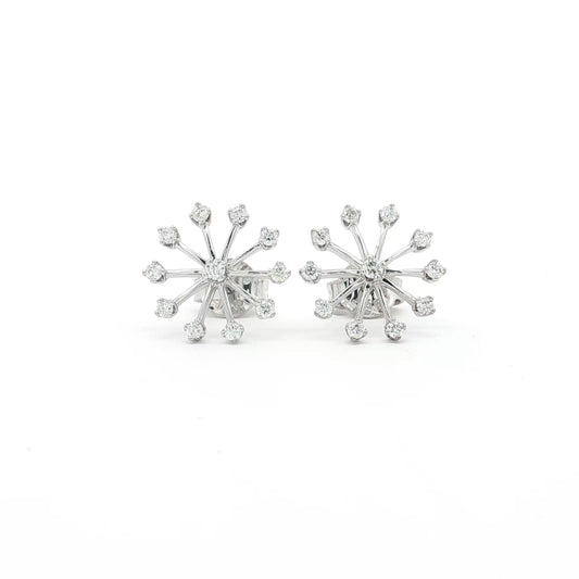 18kt White Gold Mini Snowflake Earrings