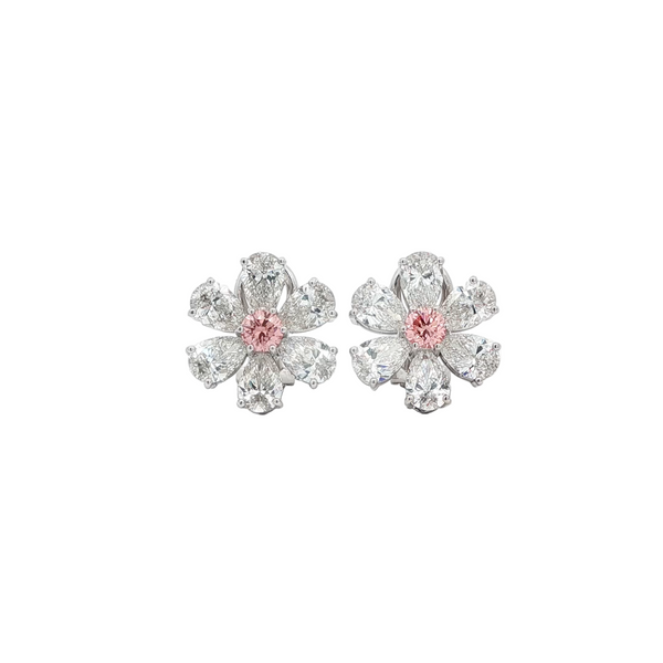 Rosé Petal Diamond Flower Studs