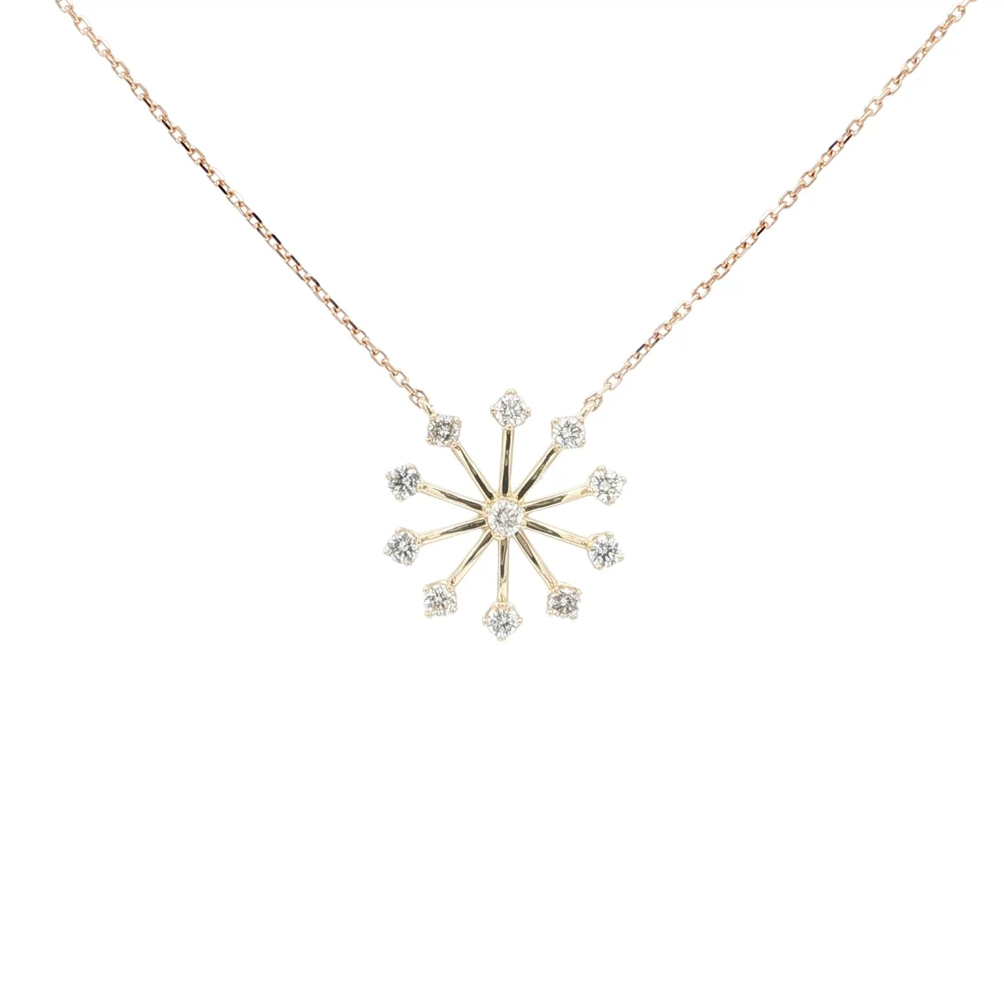 18kt YG Snowflake Pendant .46ctw Rd N