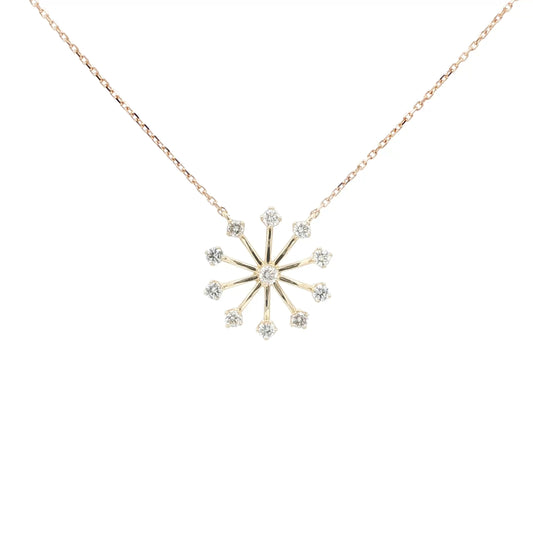 18kt YG Snowflake Pendant .46ctw Rd N