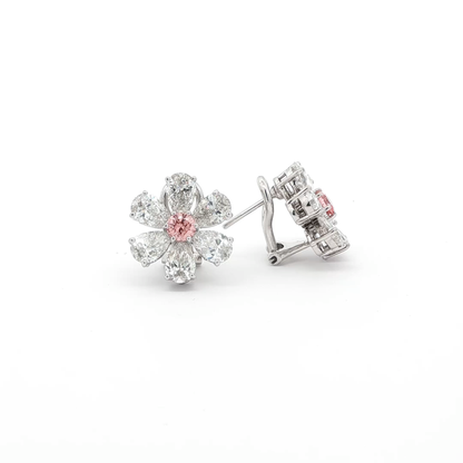 Rosé Petal Diamond Flower Studs
