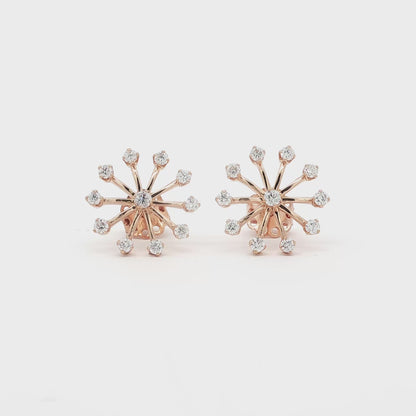 18kt Pink Gold Snowflake Earrings