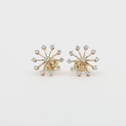 18kt Yellow Gold Medium Snowflake Earrings