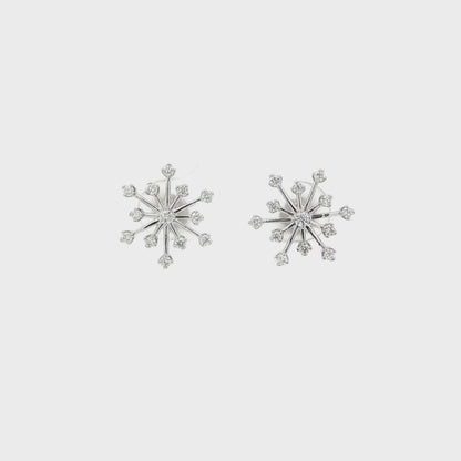 18kt White Gold Snowflake Earrings