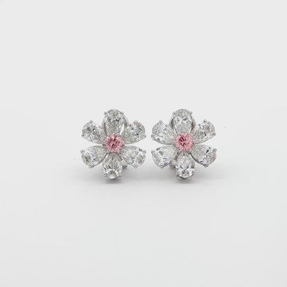 Rosé Petal Diamond Flower Studs