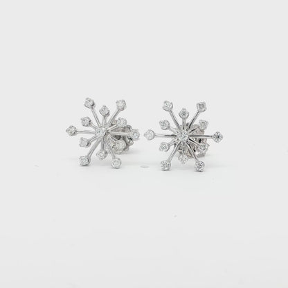 18kt White Gold Snowflake Earrings
