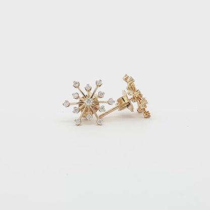 18kt Yellow Gold Snowflake Earrings