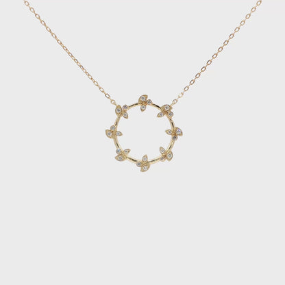 18kt Yellow Gold Olive Leaf Circle Pendant
