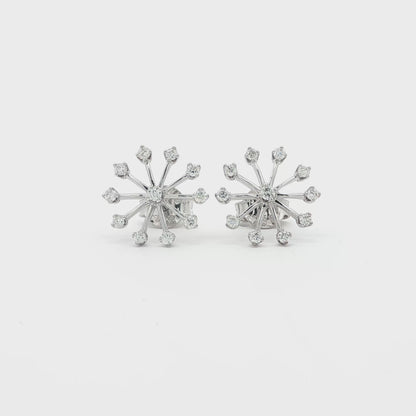 18kt White Gold Mini Snowflake Earrings